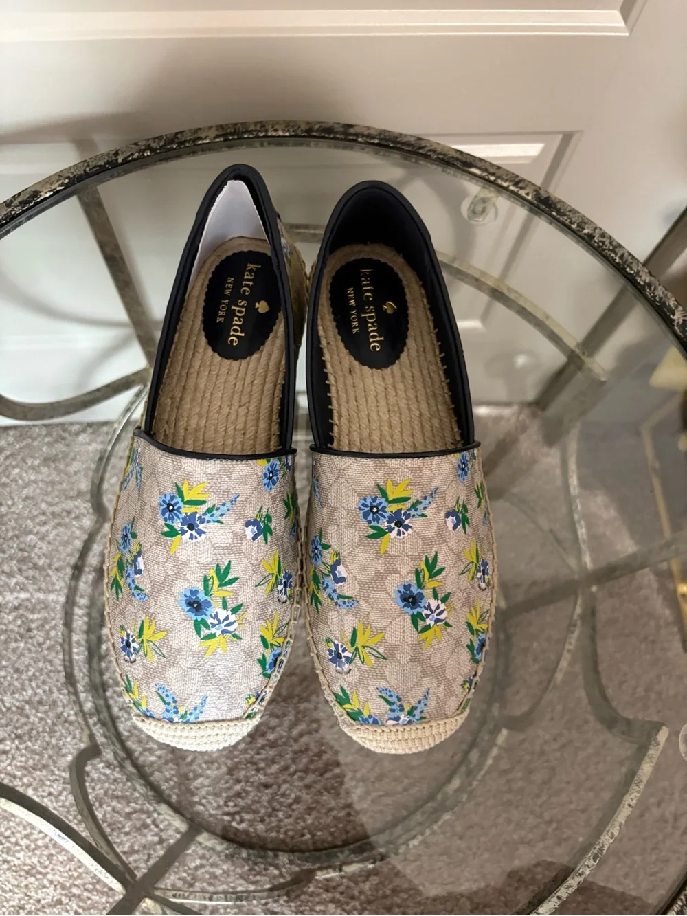 kate spade Blue & Cream Floral Espadrille Slip-Ons